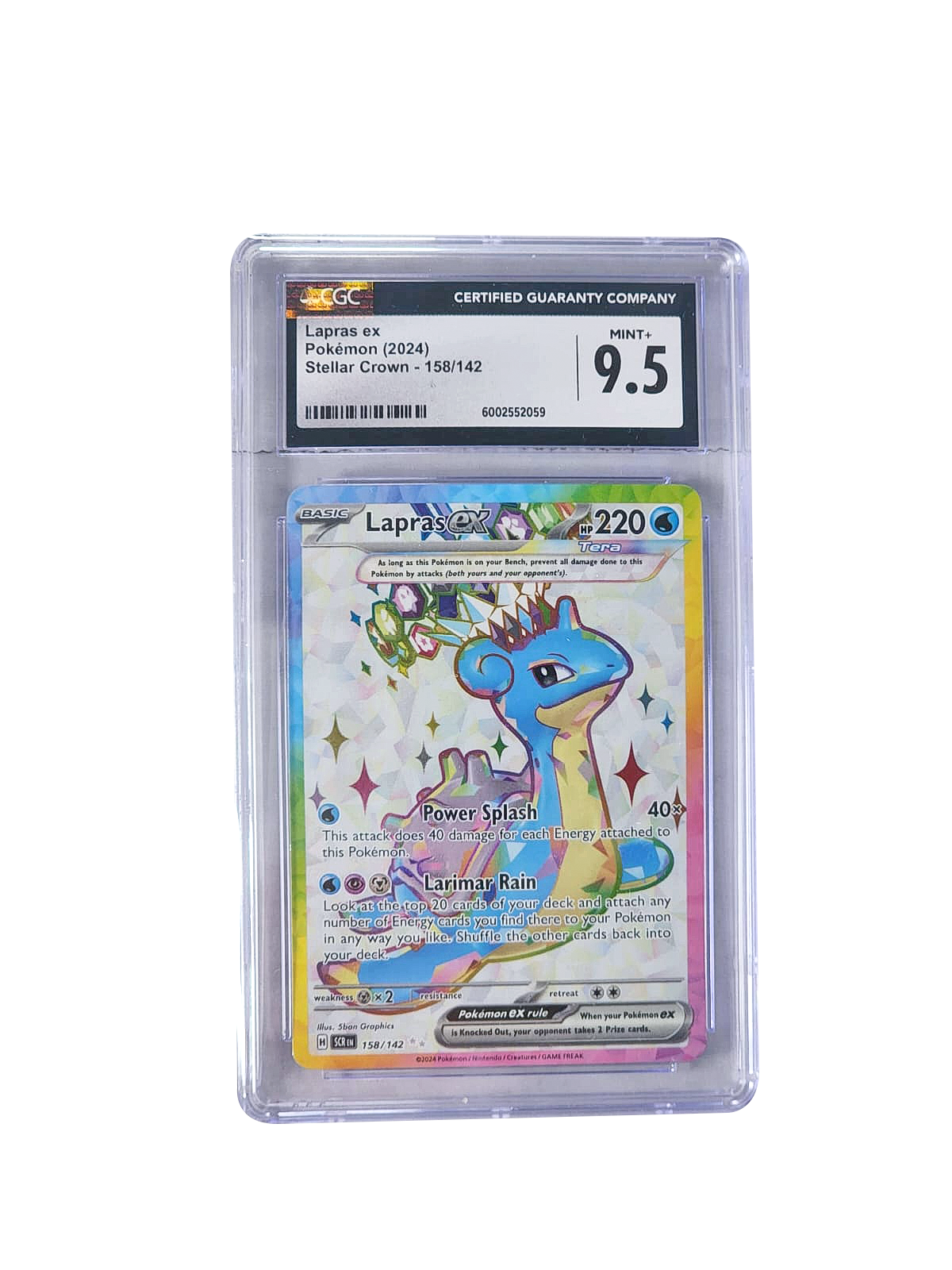 2024 Pokemon Scarlet & Violet Stellar Crown Lapras ex #158 CGC 9.5 MINT+